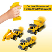 3 In 1 Diy Take Apart Toy Trucks Excavator Cement Mixer Dump Truck Assembly Construction Vehicles With 2 In 1 Controller Remote Control Electric Screw Driver For Children Above 3 Years
