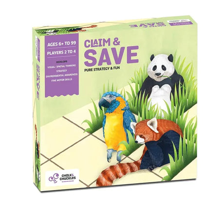 Chalk and Chuckles Claim and Save Strategy Game, Learn About Wildlife Animals, Endangered Species Ages 6 to 10 Boys and Girls