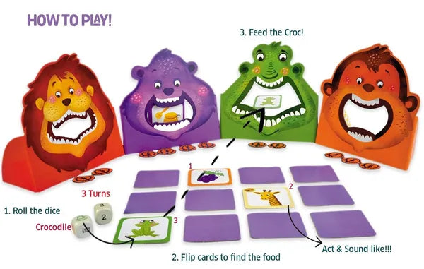 Chalk & Chuckles Hungry Four Memory Game, Learning & Educational Toy, Preschool Activity Kit, Gifts for Kids, Boys & Girls, Ages 3, 4, 5, 6, 7 Years, Perfect for Home, School, Playdates