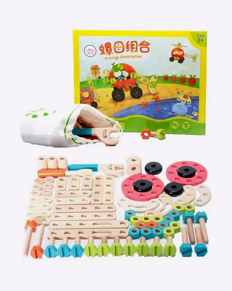 Fitting Combinations Wooden Blocks to enhance creativity for kids 73 Pcs Multicolor