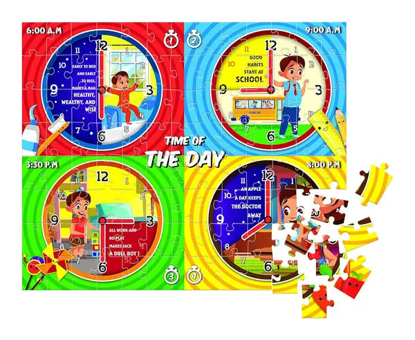 Funskool Play & Learn Every Day Time,Educational, 104 Pieces, Puzzle, for 6 Year Old Kids and Above,Toy