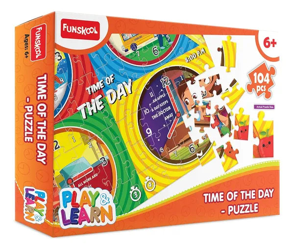 Funskool Play & Learn Every Day Time,Educational, 104 Pieces, Puzzle, for 6 Year Old Kids and Above,Toy