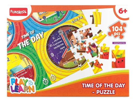 Funskool Play & Learn Every Day Time,Educational, 104 Pieces, Puzzle, for 6 Year Old Kids and Above,Toy