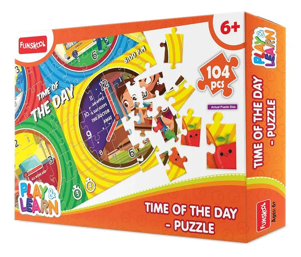 Funskool Play & Learn Every Day Time,Educational, 104 Pieces, Puzzle, for 6 Year Old Kids and Above,Toy