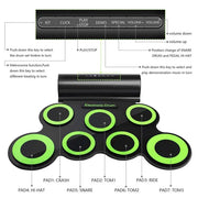 Silicone Electronic Drum Pad Foldable Roll Up Drum Pad Headphone Port for Beginners, Students, Travel, Black|Practice Pads