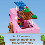 Lego Minecraft The Pig House 21170 Minecraft Toy Featuring Alex, A Creeper And A House Shaped Like A Giant Pig, New 2021 (490 Pieces) Multicolor