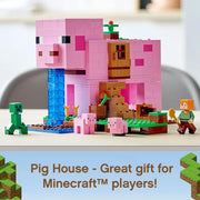 Lego Minecraft The Pig House 21170 Minecraft Toy Featuring Alex, A Creeper And A House Shaped Like A Giant Pig, New 2021 (490 Pieces) Multicolor