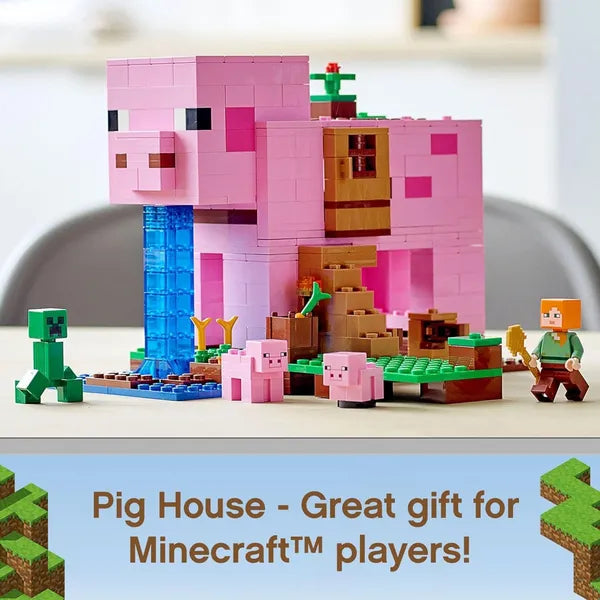 Lego Minecraft The Pig House 21170 Minecraft Toy Featuring Alex, A Creeper And A House Shaped Like A Giant Pig, New 2021 (490 Pieces) Multicolor