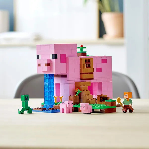 Lego Minecraft The Pig House 21170 Minecraft Toy Featuring Alex, A Creeper And A House Shaped Like A Giant Pig, New 2021 (490 Pieces) Multicolor