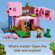 Lego Minecraft The Pig House 21170 Minecraft Toy Featuring Alex, A Creeper And A House Shaped Like A Giant Pig, New 2021 (490 Pieces) Multicolor