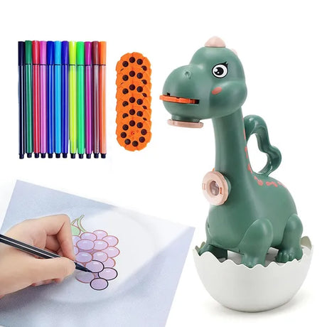 Dino Flashlights Projector Torch for Kids Projection Light for Kids Slide Projector Torch for Kids 6 Slides with Color Markers Reusable Canvas Coloring Kit Green