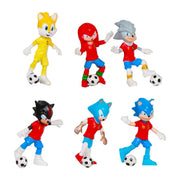 Sonic Football Figures Set Sonic Cake Topper Birthday Cake Decoration Cartoon Football Theme Figures for Children Birthday Baby Girl Boy 6 Pieces Football Figures Pack of 6