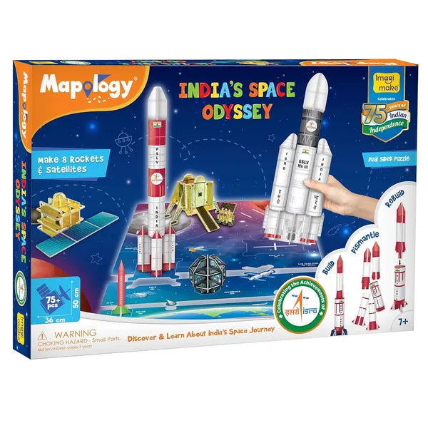 Imagimake Mapology Isro India'S Space Odyssey Rocket & Satellite Model Making 1 Piece Sets Astronaut & Space Toys; Educational Blocks Toy Puzzle 7+ Years Kids|3D Puzzle Building Set