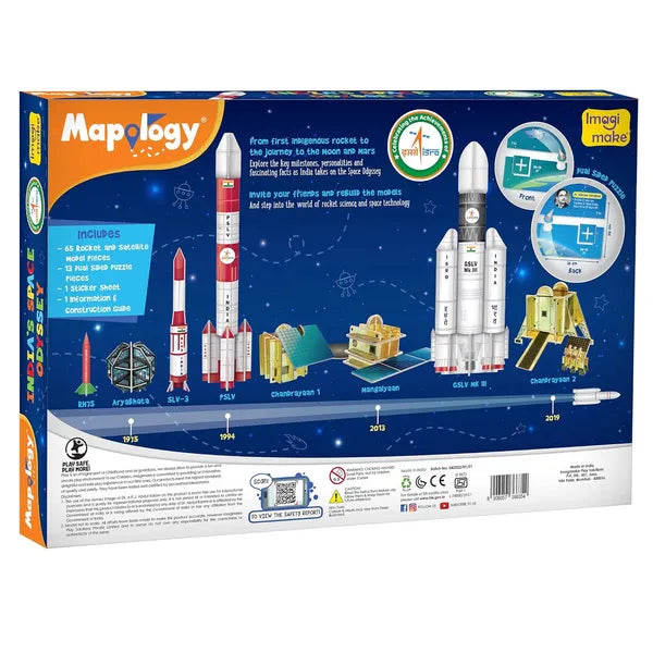 Imagimake Mapology Isro India'S Space Odyssey Rocket & Satellite Model Making 1 Piece Sets Astronaut & Space Toys; Educational Blocks Toy Puzzle 7+ Years Kids|3D Puzzle Building Set