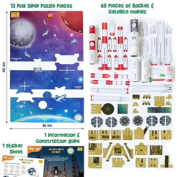 Imagimake Mapology Isro India'S Space Odyssey Rocket & Satellite Model Making 1 Piece Sets Astronaut & Space Toys; Educational Blocks Toy Puzzle 7+ Years Kids|3D Puzzle Building Set