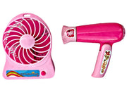Doll Fashion Hair Drier and Fan 2 Household Set for Kids Girls Pink Colour