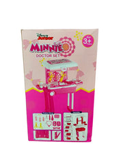 Nx Minnie Premium Doctor Set Trolley for Kids Doctor Set with Instruments Pretend Play Doctor Set Trolley for Kids Above 3 Years Doctor Kit for Girls BIS Approved Pink Trolley