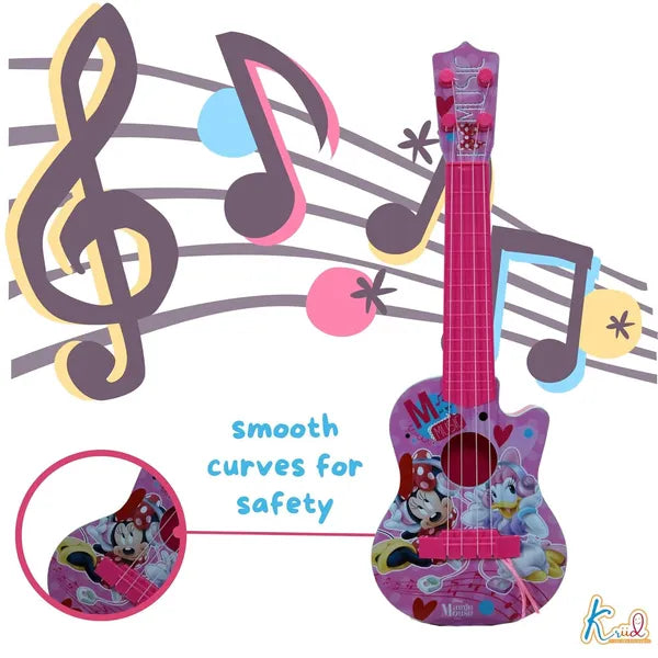Minnie Musical Guitar for Toddlers Pink Sing Along Karaoke Junior Music Toy with Inbuilt Tones & Lights Educational Role Play Rockstar Guitar|Birthday Gift for Kids 3+ Years Old