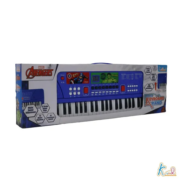 Avengers Keyboard Piano for Kids 61 Scale Organ Keys with Digital Screen & Microphone 16 Instrument Sounds,10 Rhythms, Record & Playback Educational Musical Toy for Kids 3+(USB/Battery)