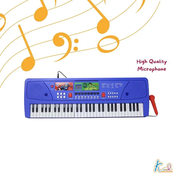 Avengers Keyboard Piano for Kids 61 Scale Organ Keys with Digital Screen & Microphone 16 Instrument Sounds,10 Rhythms, Record & Playback Educational Musical Toy for Kids 3+(USB/Battery)
