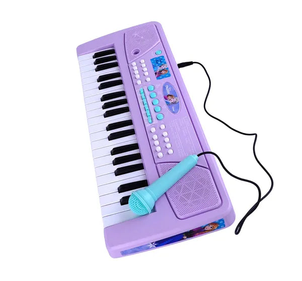 Frozen Keyboard Piano for Kids Elsa & Anna Theme Musical Toy with Microphone & USB Cable, 8 Rhythms & 8 Instrument Sounds, Educational Learning Toy for Boys & Girls 3+Years