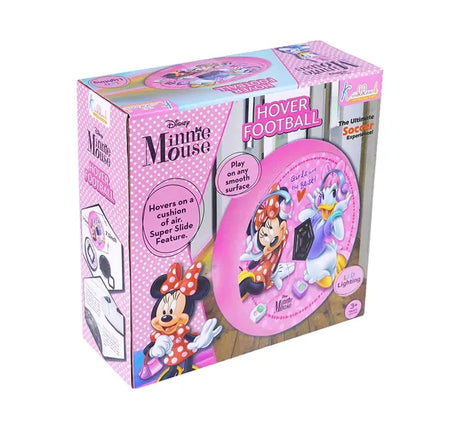 Minnie Hover Football LED Light Up Air Power Indoor Soccer Ball with Soft Foam Bumper & Super Slide Feature, Safe Gliding Game for Girls, Pink Character Birthday Gift for Kids 3+