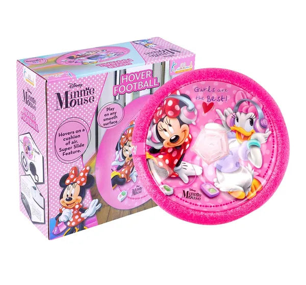 Minnie Hover Football LED Light Up Air Power Indoor Soccer Ball with Soft Foam Bumper & Super Slide Feature, Safe Gliding Game for Girls, Pink Character Birthday Gift for Kids 3+