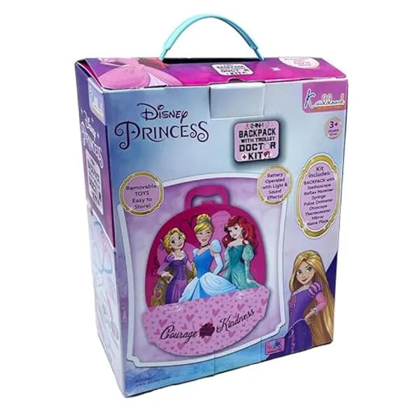 Kriiddaank Disney Princess Backpack Doctor Gift Set for Girls 8 Piece Kids Medical Kit with Interactive Stethoscope, Light & Sound Effects Fun Educational Pretend Play Toy|Birthday Gift for Ages 3+