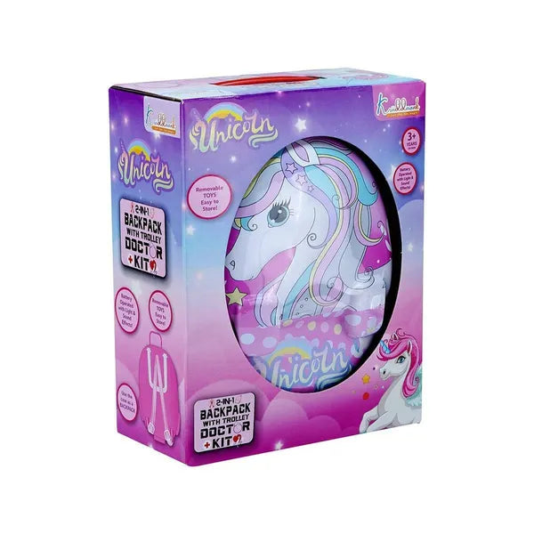 Kriiddaank 2 in 1 Disney Unicorn Doctor Roleplay Set for Kids Portable Backpack Medical Kit with Lights & Sound Effects, Educational Pretend Play Toy with Stethoscope & Accessories for Ages 3+