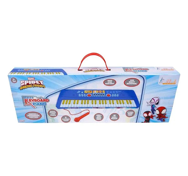Kriiddaank Spiderman Keyboard Piano for Kids 37 Keys Musical Toy with Microphone, 8 Rhythms, 8 Tones, USB & Battery Powered, Learning & Educational Instrument Gift for Boys and Girls Ages 3+