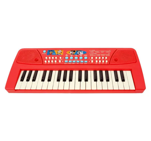 Kriiddaank Mickey 37 Key Keyboard Piano for Kids with Microphone | 8 Rhythms & 8 Instrument Sounds, USB & Battery Powered | Musical Educational Toy | Birthday Gift for Boys & Girls Age 3+   Red