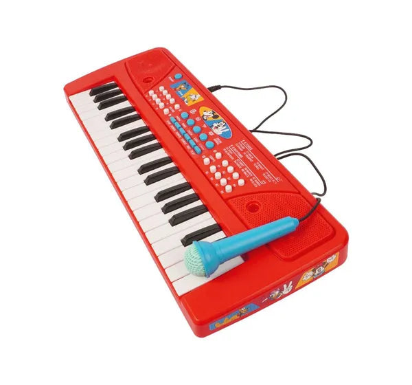 Kriiddaank Mickey 37 Key Keyboard Piano for Kids with Microphone | 8 Rhythms & 8 Instrument Sounds, USB & Battery Powered | Musical Educational Toy | Birthday Gift for Boys & Girls Age 3+   Red