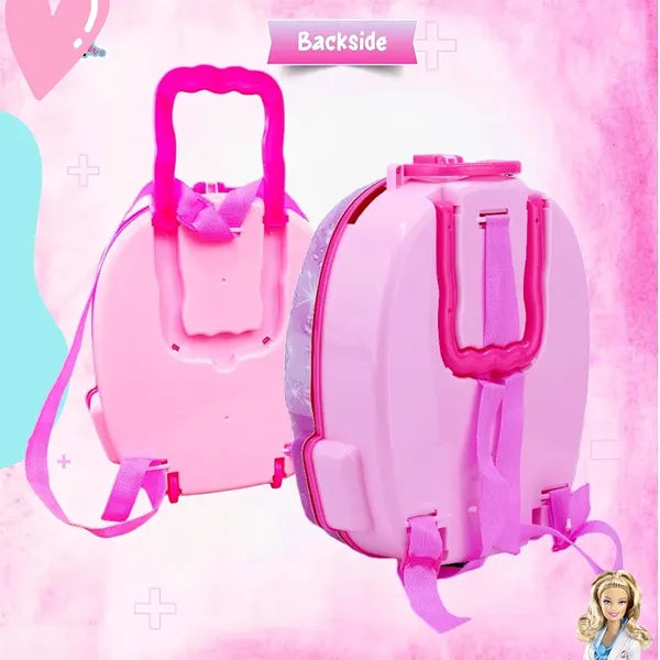 Barbie Kids' Portable 2 in 1 Doctor Kit Backpack & Suitcase with Lights and Sounds 8 Piece Pretend Play Medical Set for Girls & Boys Ages 3+ Educational Roleplay Birthday Gift Toy(Pink)