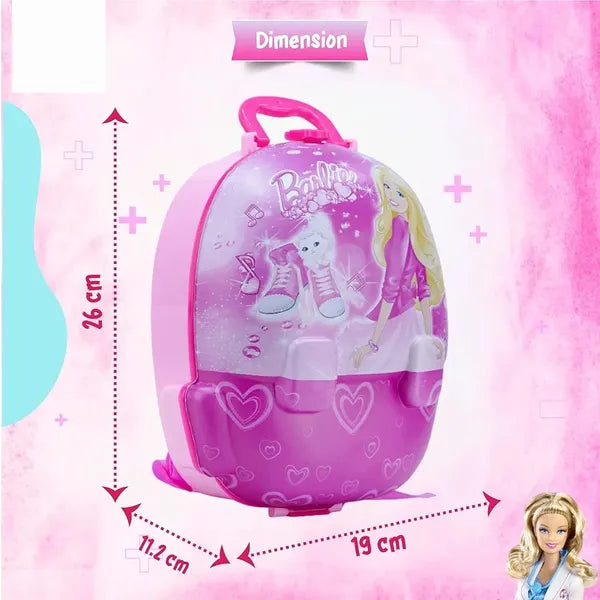 Barbie Kids' Portable 2 in 1 Doctor Kit Backpack & Suitcase with Lights and Sounds 8 Piece Pretend Play Medical Set for Girls & Boys Ages 3+ Educational Roleplay Birthday Gift Toy(Pink)
