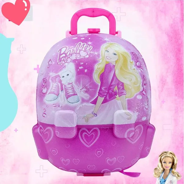 Barbie Kids' Portable 2 in 1 Doctor Kit Backpack & Suitcase with Lights and Sounds 8 Piece Pretend Play Medical Set for Girls & Boys Ages 3+ Educational Roleplay Birthday Gift Toy(Pink)
