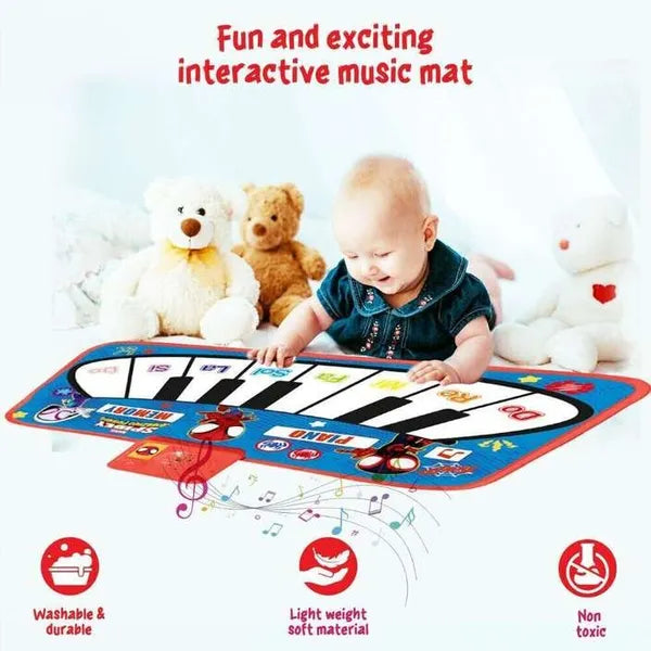 Spiderman Piano Music Play Mat for Kids Interactive Touch Sensitive Floor Keyboard with 8 Piano Keys & 3 Function Modes,Portable Roll Up Educational Toy for Toddlers & Children 3+ Years