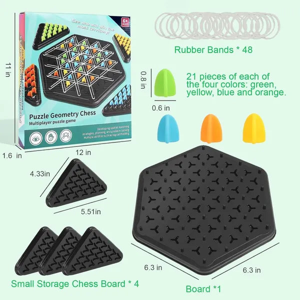 Puzzle Geometry Chess Board Game, Multiplayer Strategy Game for Ages 6+, Educational Spatial Learning with Coloured Game Pieces