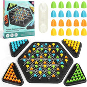 Puzzle Geometry Chess Board Game, Multiplayer Strategy Game for Ages 6+, Educational Spatial Learning with Coloured Game Pieces