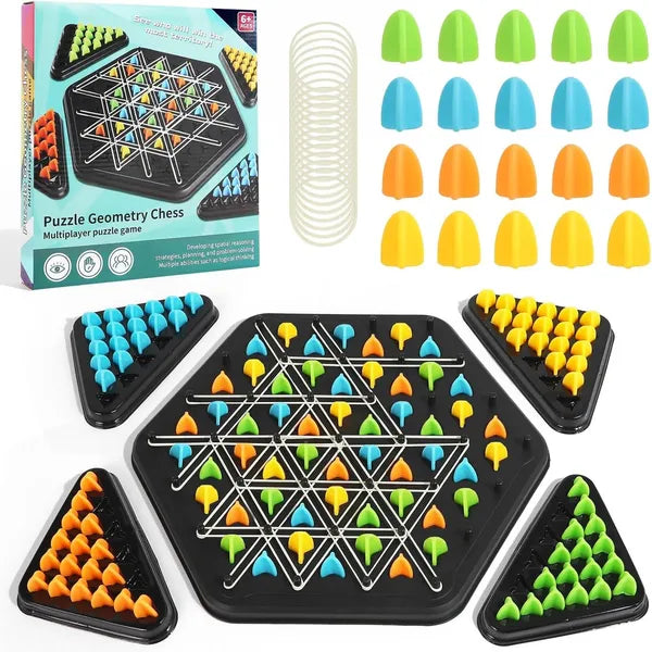 Puzzle Geometry Chess Board Game, Multiplayer Strategy Game for Ages 6+, Educational Spatial Learning with Coloured Game Pieces