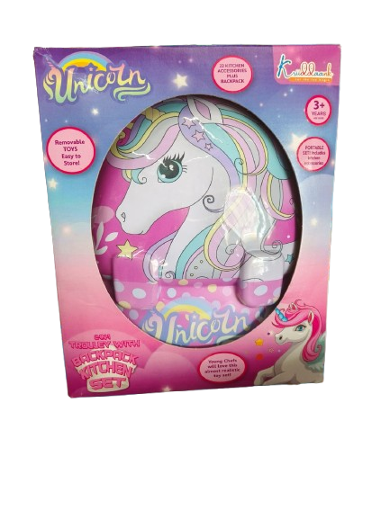 Kriiddaank Unicorn 2-in-1 Backpack Kitchen Set for Kids | Pretend Play Educational Toy with Kitchen Accessories | Fun & Learning Toy for Boys & Girls (Multicolor)