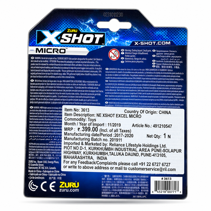 ZURU X-Shot Micro Dart Blaster Toy Gun with 8 Foam Darts
